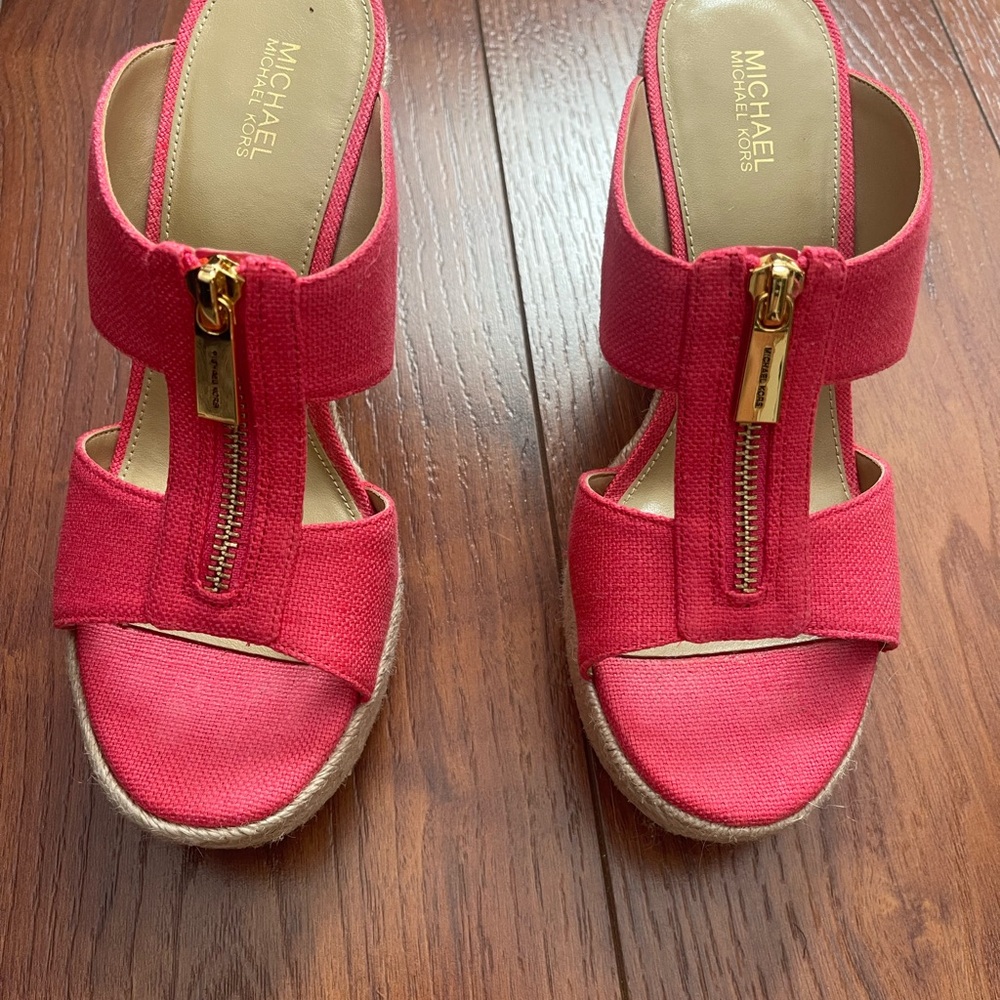 Michael Kors Women's Platform Heels Slingback Zipper Wedge size 6.5